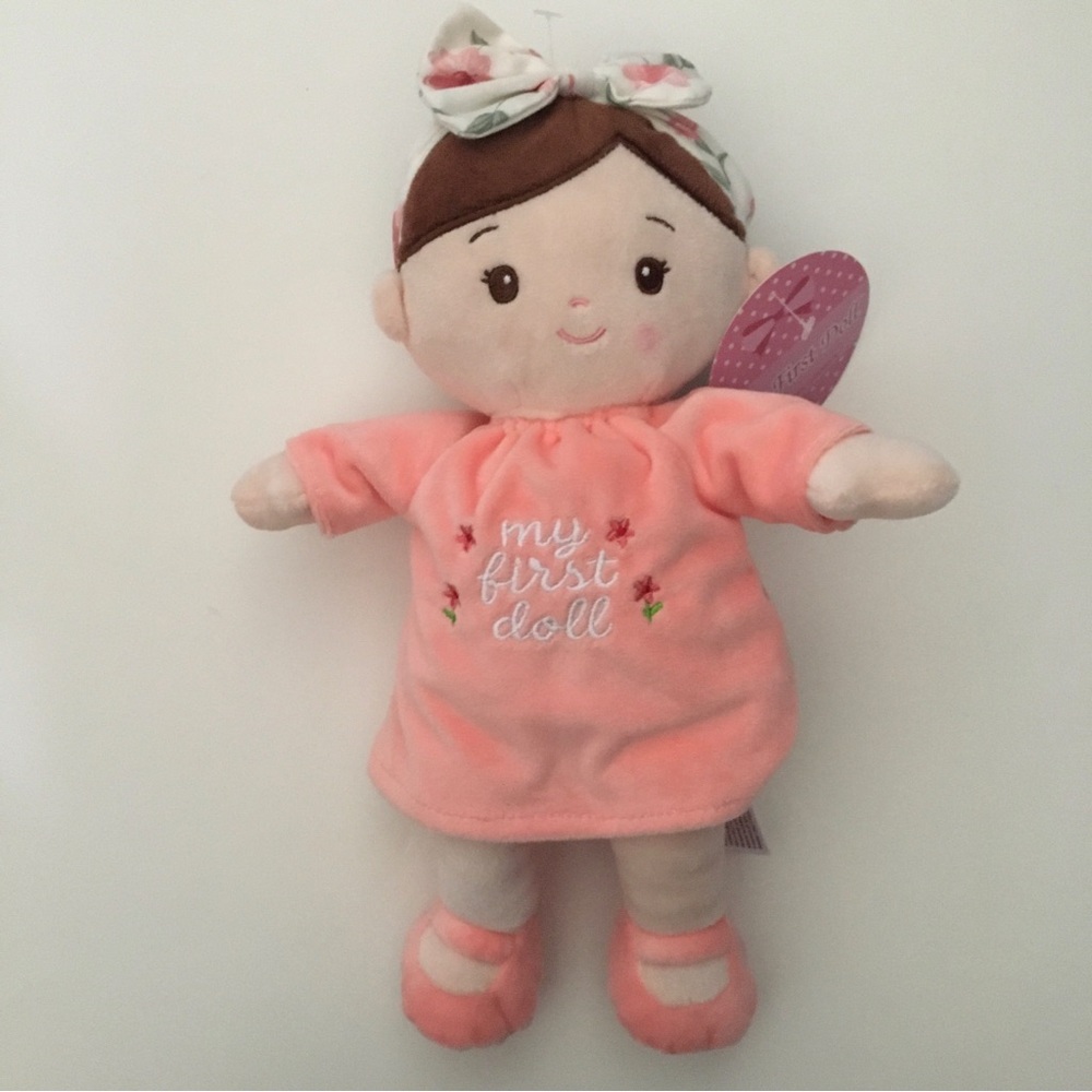 My 1st Doll wearing Pink Dress and Headband Soft Baby Toy Baby Gift NEW  | Linzy